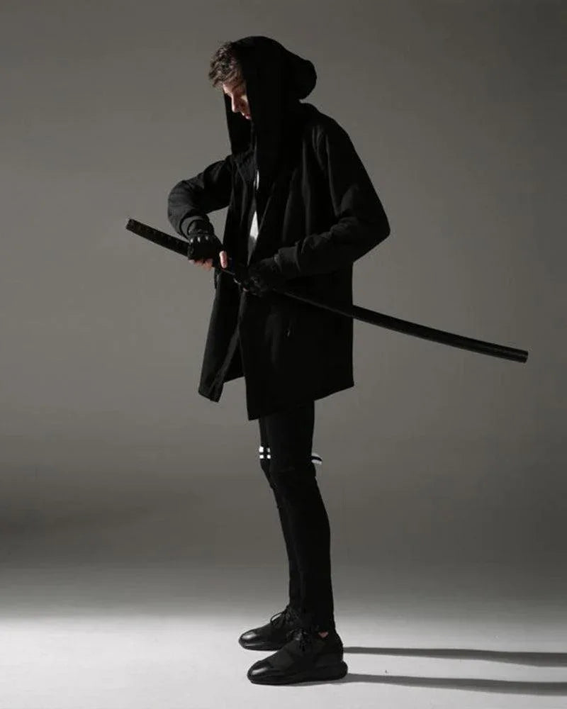Mystic Shadow Hooded Cloak -  comfortable black cloak - Black Hooded Cloak with Futuristic Style