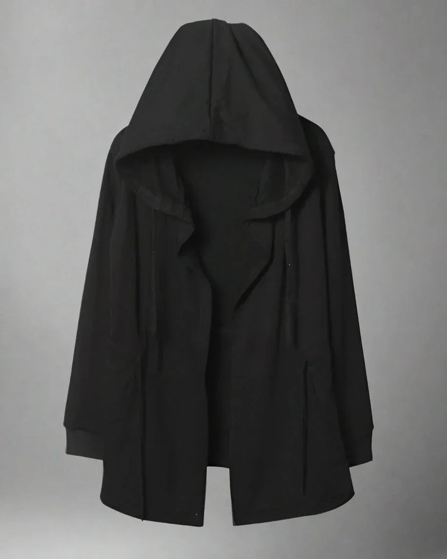 Mystic Shadow Hooded Cloak -  futuristic hooded cloak - Black Hooded Cloak with Futuristic Style