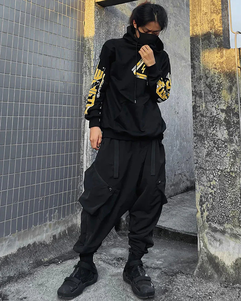 Next-Gen Cyberpunk Utility Hoodie -  comfortable streetwear - Cyberpunk Utility Hoodie for Everyday Comfort