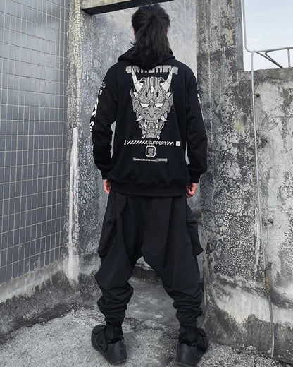 Next-Gen Hannya Ninja Hoodie -  black hoodie - Next-Gen Hannya Ninja Hoodie for Street Style
