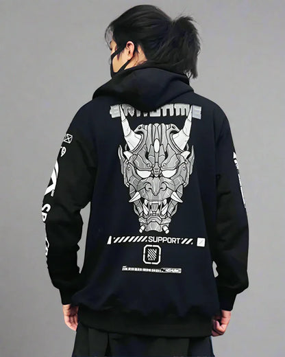 Next-Gen Hannya Ninja Hoodie - stylish techwear hoodie - Next-Gen Hannya Ninja Hoodie for Street Style
