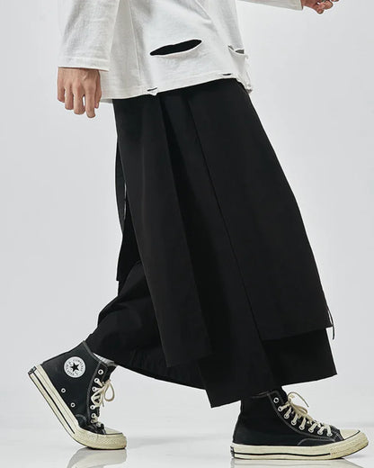 Next-Gen Utility Hakama Pants -  black green - Next-Gen Utility Hakama Pants for Everyday Style