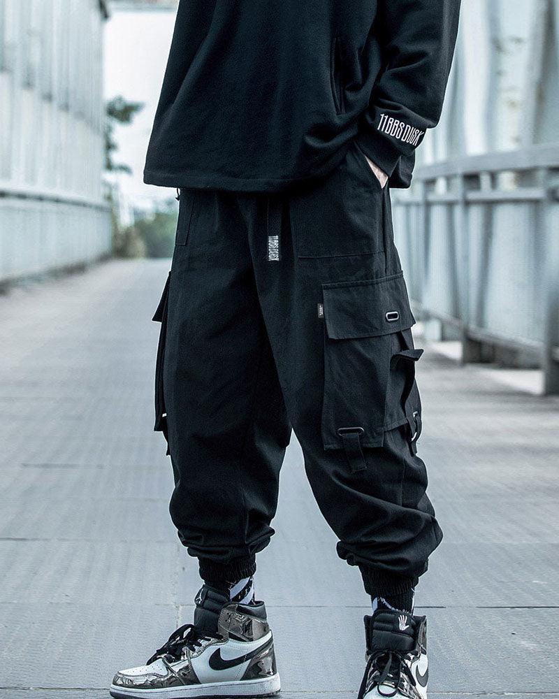 Stylish Black Tech Cargo Trousers