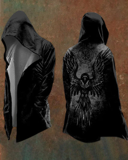 Norse-Inspired Hooded Vintage Jacket -  outdoor adventure jacket - Norse-Inspired Vintage Hooded Jacket for Outdoor Use
