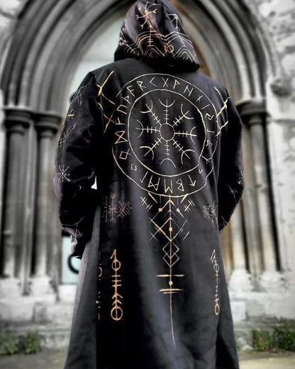 Norse-Inspired Hooded Vintage Jacket -  techwear style - Norse-Inspired Vintage Hooded Jacket for Outdoor Use