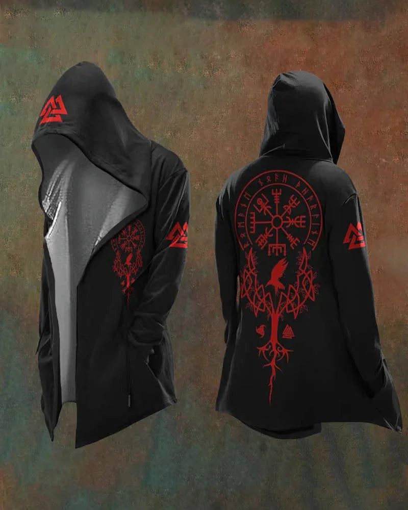 Norse-Inspired Hooded Vintage Jacket - viking jacket - Norse-Inspired Vintage Hooded Jacket for Outdoor Use
