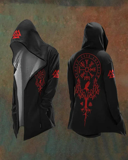 Norse-Inspired Hooded Vintage Jacket - viking jacket - Norse-Inspired Vintage Hooded Jacket for Outdoor Use