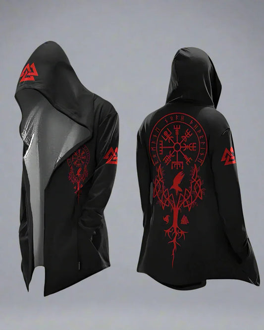 Norse-Inspired Hooded Vintage Jacket - stylish hooded jacket - Norse-Inspired Vintage Hooded Jacket for Outdoor Use