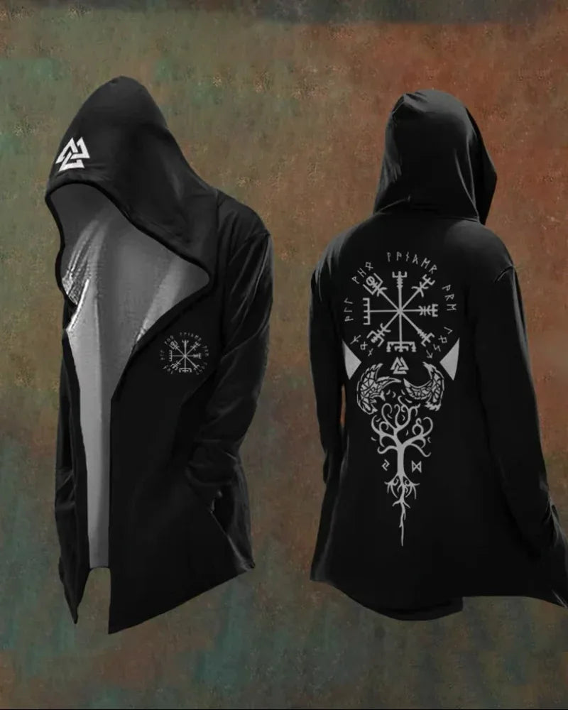 Norse-Inspired Hooded Vintage Jacket - techwear-core - Norse-Inspired Vintage Hooded Jacket for Outdoor Use