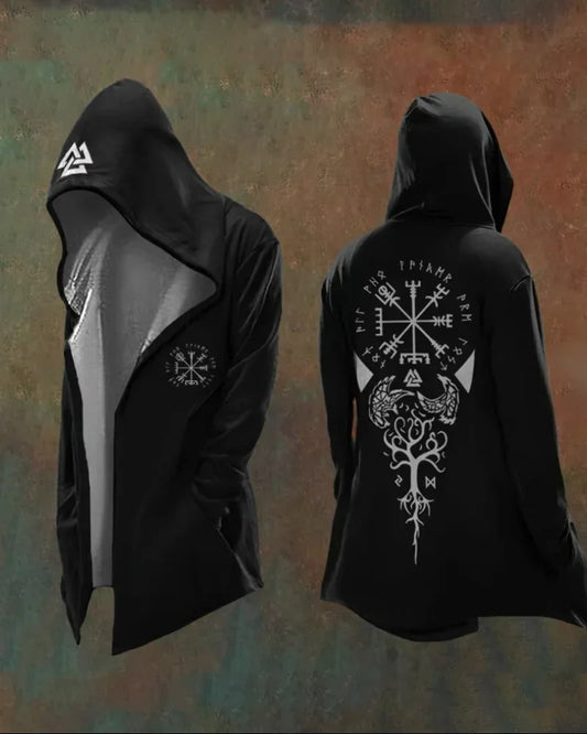Norse-Inspired Hooded Vintage Jacket - techwear-core - Norse-Inspired Vintage Hooded Jacket for Outdoor Use