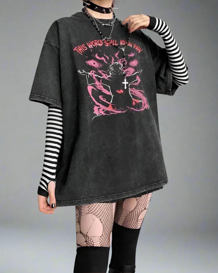 Nostalgic Pain Art T-Shirt - Akatsuki Pain design - Retro Pain Art T-Shirt for Fans