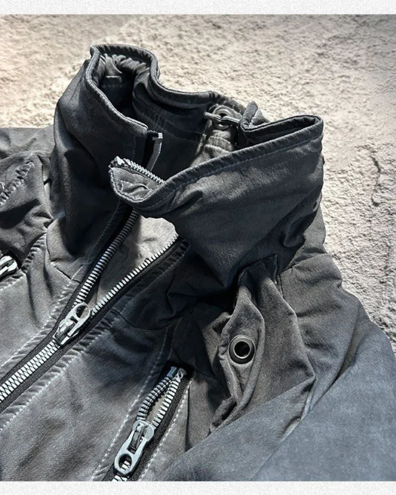 Nostalgic Pocketed Layered Jacket -  cotton outdoor jacket - Layered Jacket with Pockets for Urban Adventures