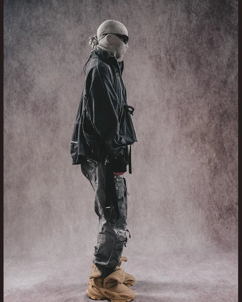 Nostalgic Pocketed Layered Jacket -  urban exploration - Layered Jacket with Pockets for Urban Adventures