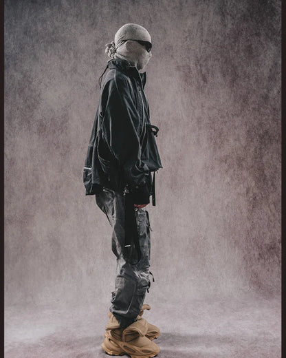 Nostalgic Pocketed Layered Jacket -  urban exploration - Layered Jacket with Pockets for Urban Adventures