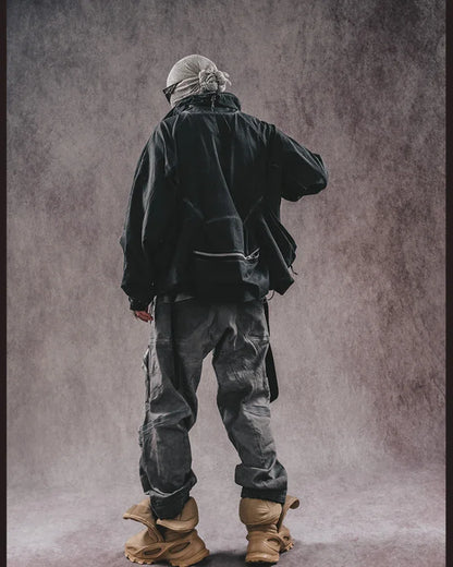 Nostalgic Pocketed Layered Jacket -  vintage style - Layered Jacket with Pockets for Urban Adventures