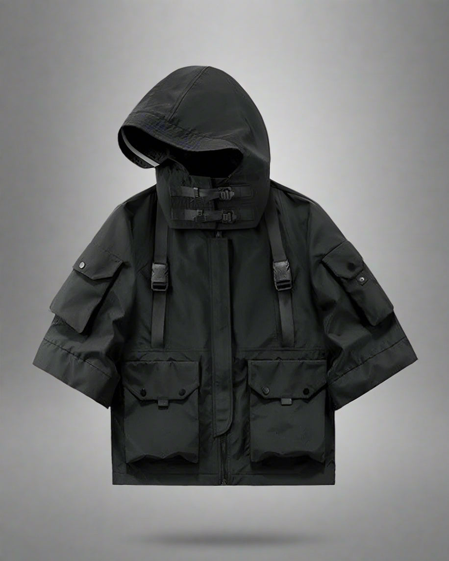 Trendy Hooded Short Sleeve Jacket
