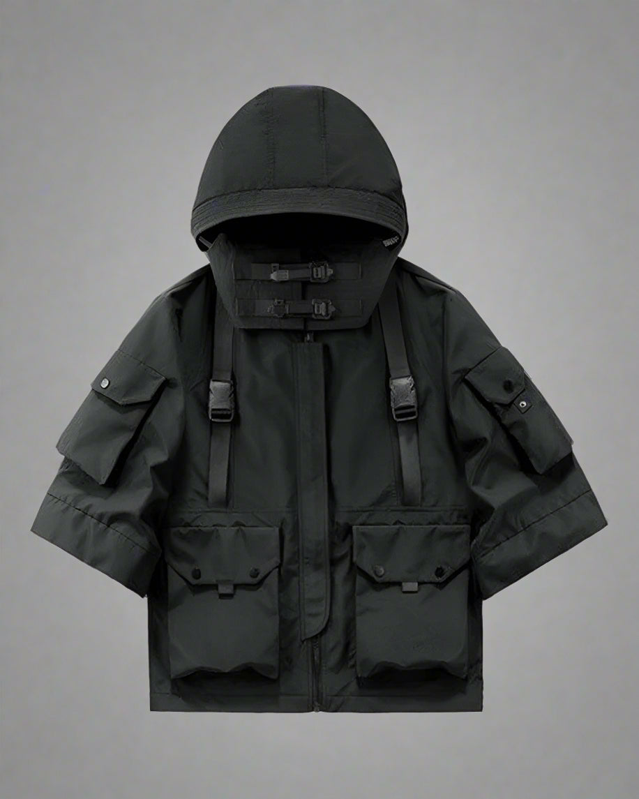 Trendy Hooded Short Sleeve Jacket