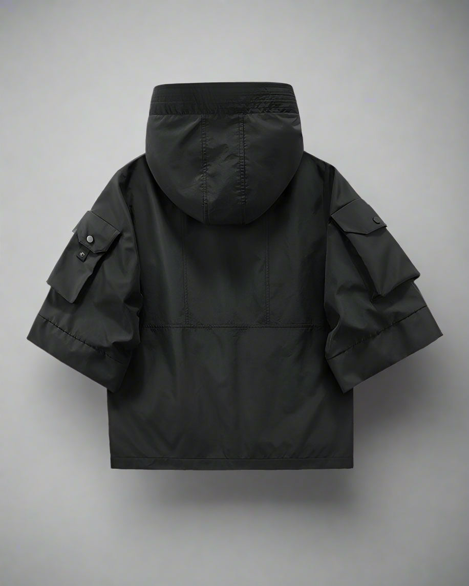 Trendy Hooded Short Sleeve Jacket