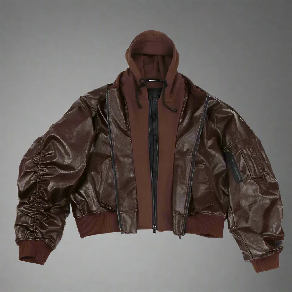 Opium Leather Jacket - modern casual outfits - Y2K Leather Jacket for Trendy Streetwear Looks
