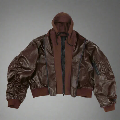 Opium Leather Jacket - modern casual outfits - Y2K Leather Jacket for Trendy Streetwear Looks