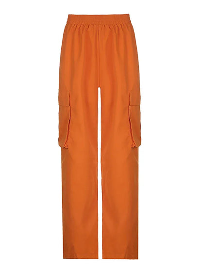 Orange Parachute Pants - y2k-core - Bold Orange Parachute Pants for Streetwear Style