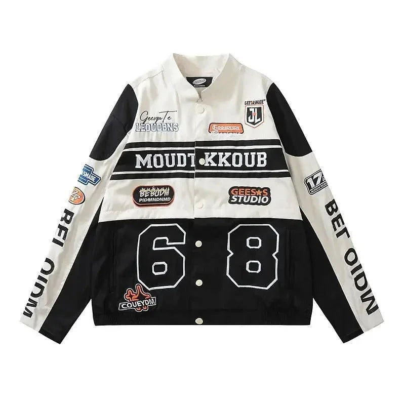 Racing Leather Jacket - y2k-core - Stylish Racing Leather Jacket for Streetwear Lovers