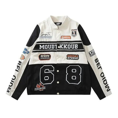 Racing Leather Jacket - y2k-core - Stylish Racing Leather Jacket for Streetwear Lovers