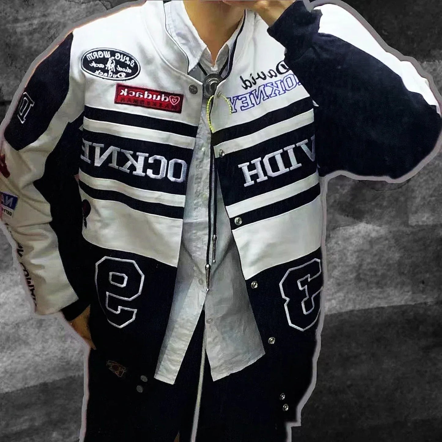 Racing Leather Jacket - Y2K streetwear - Stylish Racing Leather Jacket for Streetwear Lovers