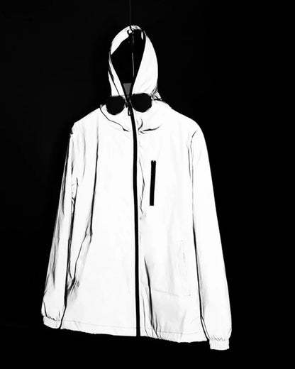 Radiant Silver Reflective Apparel -  lightweight durable jacket - Reflective Urban Techwear Jacket for Everyday Use