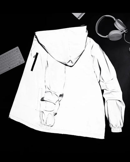 Radiant Silver Reflective Apparel -  stylish reflective apparel - Reflective Urban Techwear Jacket for Everyday Use