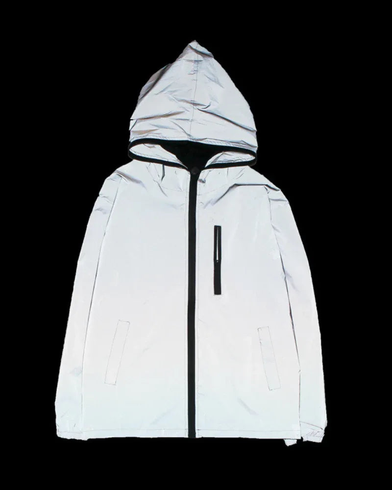 Radiant Silver Reflective Apparel - reflective jacket - Reflective Urban Techwear Jacket for Everyday Use