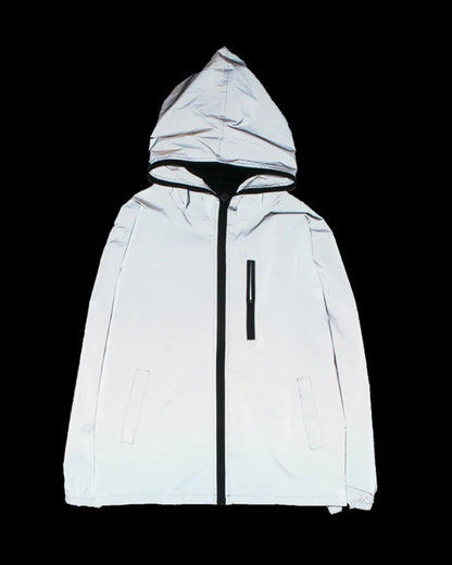 Radiant Silver Reflective Apparel - reflective jacket - Reflective Urban Techwear Jacket for Everyday Use