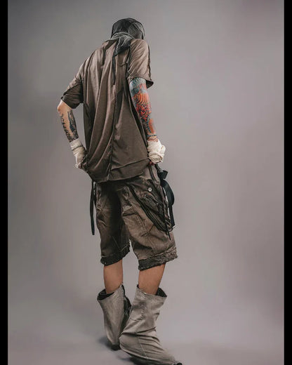 Rebel Chic Distressed Tee -  cyberpunk inspired tee - Rebel Chic Distressed Tee for Casual Style