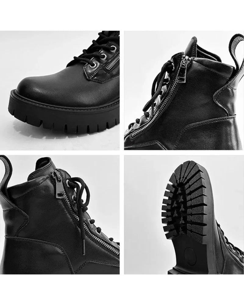 Rebel High-Top Moto Boots -  black boots - Rebel High-Top Moto Boots for Adventure Seekers