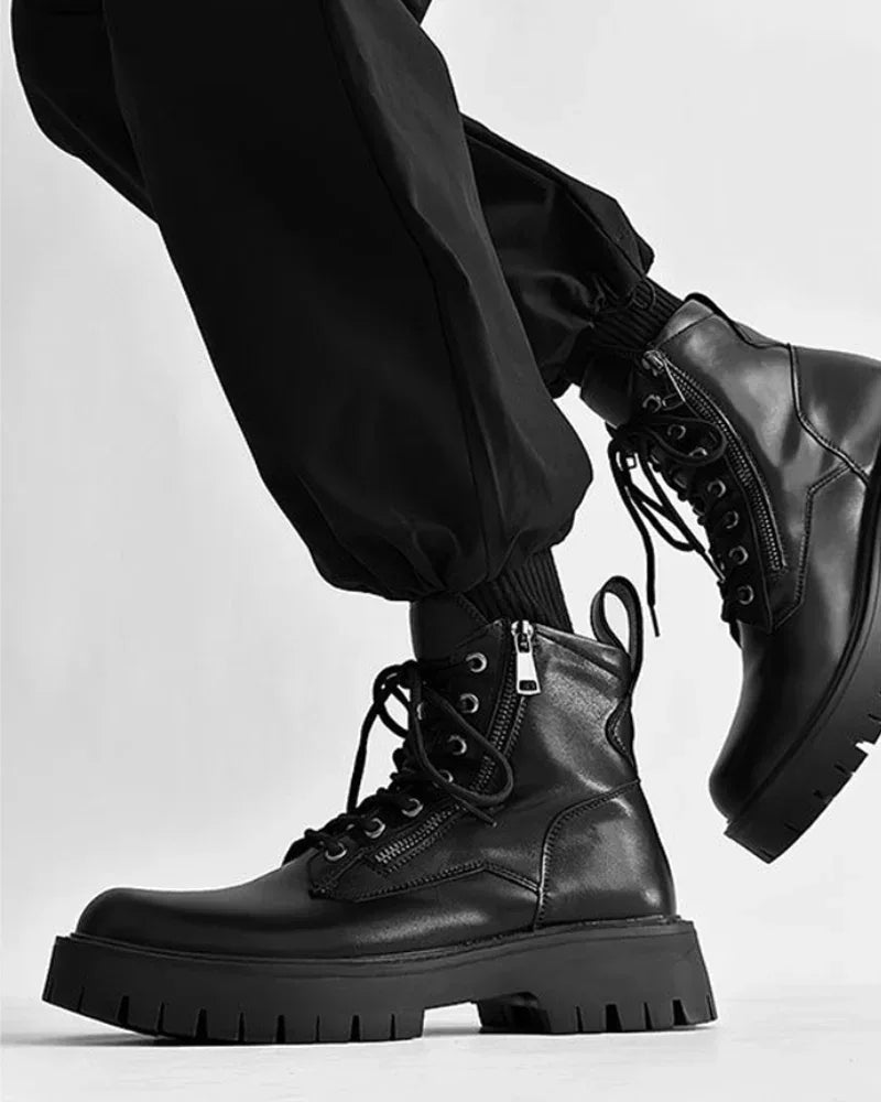 Rebel High-Top Moto Boots -  black boots - Rebel High-Top Moto Boots for Adventure Seekers