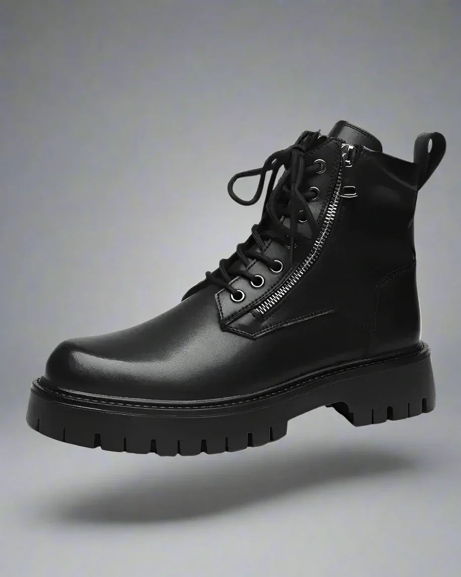 Rebel High-Top Moto Boots - durable PU boots - Rebel High-Top Moto Boots for Adventure Seekers