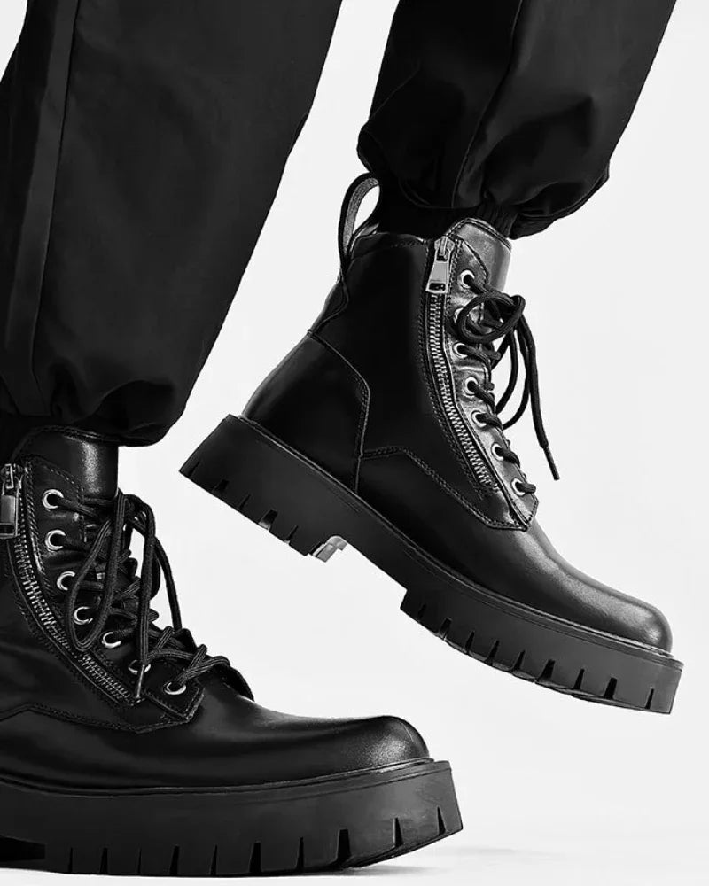 Rebel High-Top Moto Boots -  edgy design boots - Rebel High-Top Moto Boots for Adventure Seekers