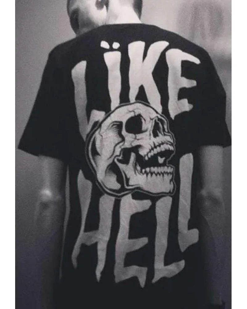 Rebel Skull Graphic T-Shirt -  punk style - Rebel Skull Graphic T-Shirt for Modern Style