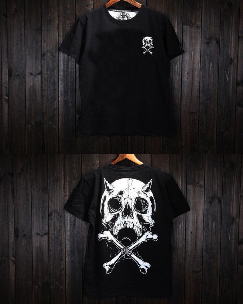 Rebel Skull Rock Tee -  black t-shirt - Rock-Inspired Graphic Tee for Techwear Fans
