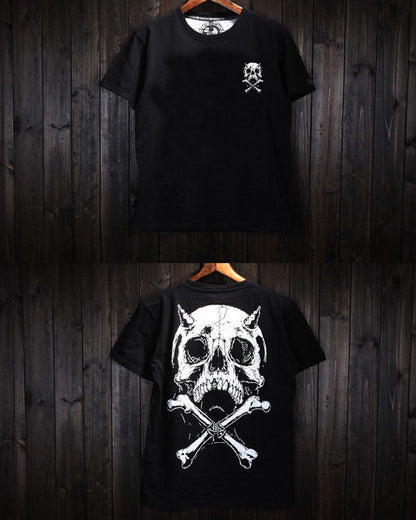 Rebel Skull Rock Tee -  black t-shirt - Rock-Inspired Graphic Tee for Techwear Fans