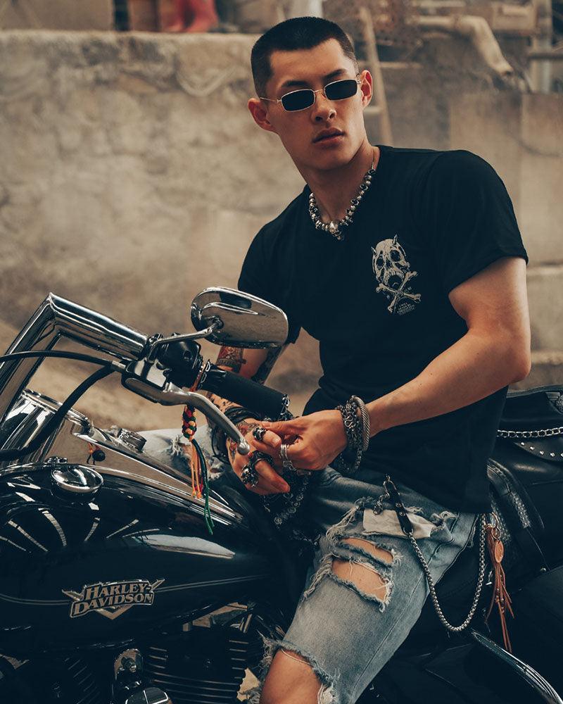 Rebel Skull Rock Tee -  techwear - Rock-Inspired Graphic Tee for Techwear Fans