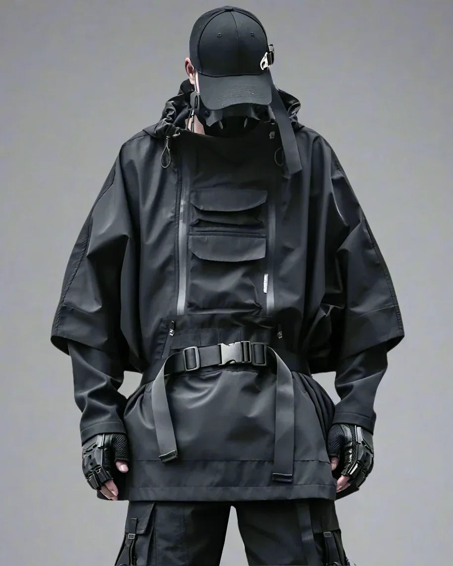 Rebel Waterproof Ninja Cloak - three-layer jacket - Waterproof Ninja Cloak for Techwear Enthusiasts