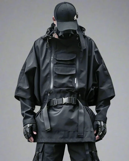 Rebel Waterproof Ninja Cloak - three-layer jacket - Waterproof Ninja Cloak for Techwear Enthusiasts