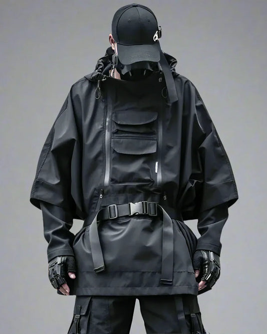 Rebel Waterproof Ninja Cloak - three-layer jacket - Waterproof Ninja Cloak for Techwear Enthusiasts