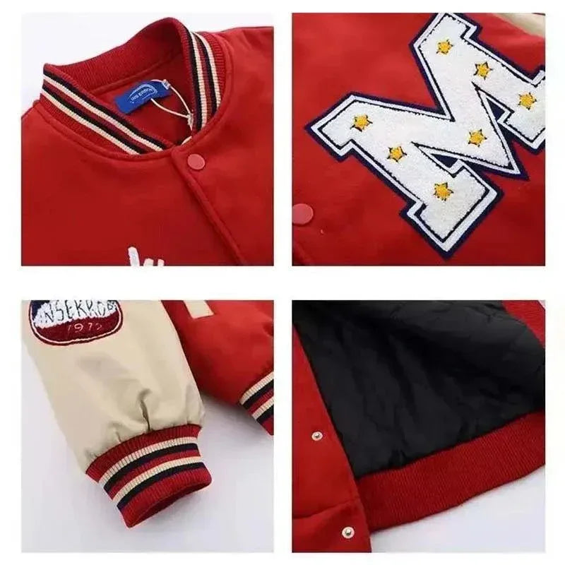 Red varsity jacket -  autumn fashion - Stylish Unisex Red Varsity Jacket for Streetwear