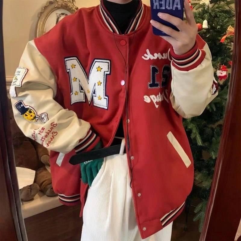 Red varsity jacket - y2k-core - Stylish Unisex Red Varsity Jacket for Streetwear