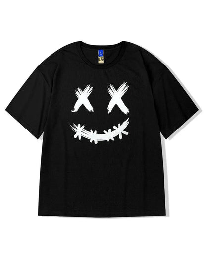 Relaxed Smiley Graphic Tee -  hip-hop style - Smiley Graphic Tee for a Laid-back Style