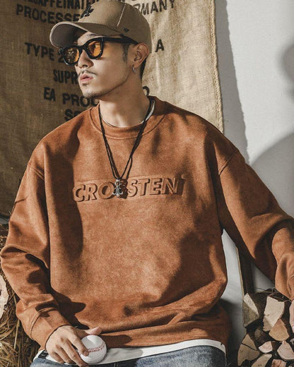 Retro Suede Oversized Hoodie -  fashionable casual wear - Retro Suede Oversized Hoodie for Cozy Comfort