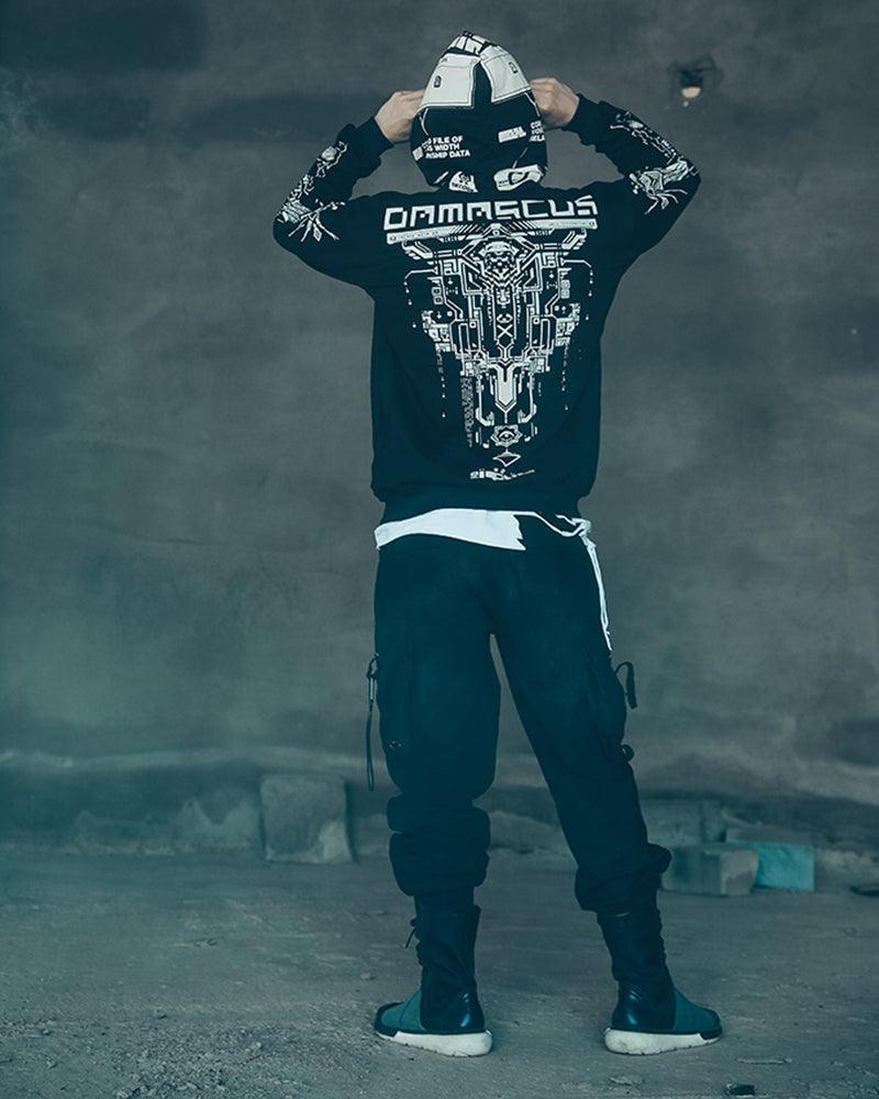 Revolutionary Biker Graphic Hoodie -  cyberpunk - Stylish Biker Graphic Hoodie for Urban Wear