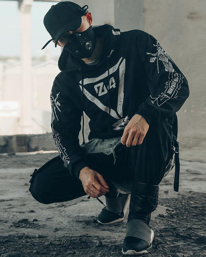 Revolutionary Biker Graphic Hoodie -  techwear - Stylish Biker Graphic Hoodie for Urban Wear